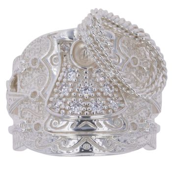 Sterling Silver Cubic Zirconia Saddle Ring