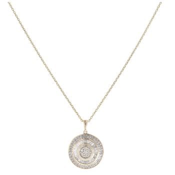 9ct Yellow Gold 0.50ct Brilliant And Baguette Cut Diamond Cluster Pendant And Chain 16"