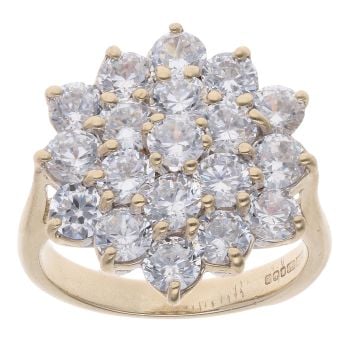 9ct Yellow Gold Cubic Zirconia Cluster Ring