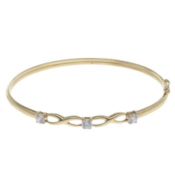 9ct Yellow Gold Cubic Zirconia Crossover Bangle