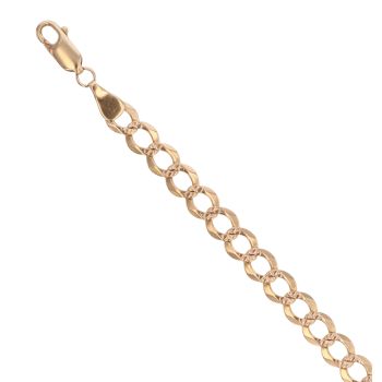 9ct Yellow Gold Diamond Cut Curb Bracelet 7.5"