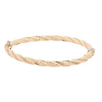 14ct Yellow Gold Twisted Hinged Bangle