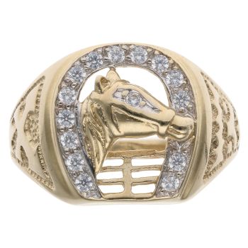 9ct Yellow Gold Cubic Zirconia Horseshoe Ring
