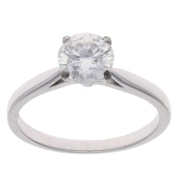 9ct White Gold Moissanite Single Stone Ring