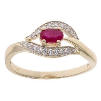 9ct Yellow Gold 0.20ct Diamond And Ruby Ring
