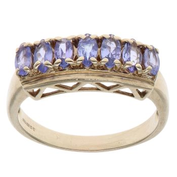 9ct Yellow Gold Tanzanite and Half Eternity Ring