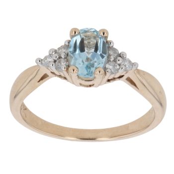 9ct Yellow Gold 0.12ct Diamond And Created Topaz Ring