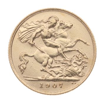1907 Edward VII Large Head UK Half Sovereign Coin