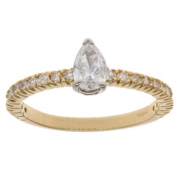 9ct Yellow Gold 0.70ct Pear And Brilliant Cut Diamond Solitaire Ring