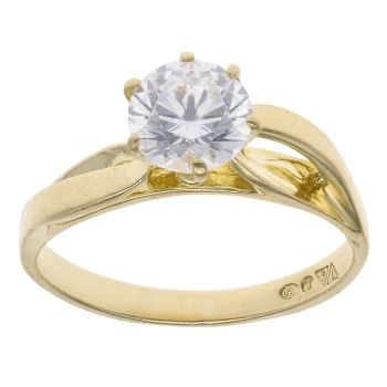 18ct Yellow Gold Cubic Zirconia Single Stone Ring