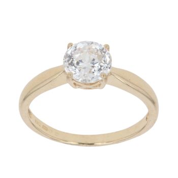 14ct Yellow Gold Cubic Zirconia Solitaire Ring
