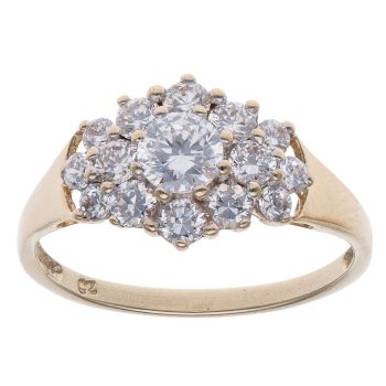 9ct Yellow Gold Cubic Zirconia Cluster Ring