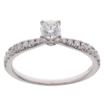 18ct White Gold 0.60ct Brilliant Cut Maple Leaf Diamond Solitaire Ring