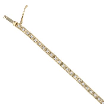 18ct Yellow Gold 1.00ct Brilliant Cut Diamond Tennis Bracelet 7"