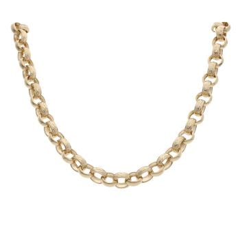 9ct Yellow Gold Patterned And Plain Belcher Chain 20"