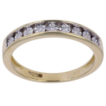 9ct Yellow Gold 0.05ct Brilliant Cut Diamond Half Eternity Ring