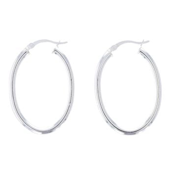 Silver Plain Oval Hoop Earrings By Icesia