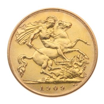 1909 Edward VII Large Head UK Half Sovereign Coin