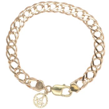 9ct Yellow Gold Double Curb Masonic Bracelet 8.5"