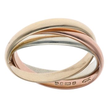 9ct Yellow White and Rose Gold Russian Wedding Band 8mm