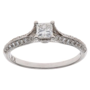 18ct White Gold 0.50ct Princess and Brilliant Cut Diamond Solitaire Ring