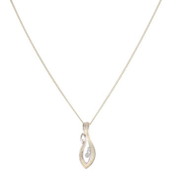 9ct Yellow and White Gold 0.04ct Diamond Pendant and Chain 18"