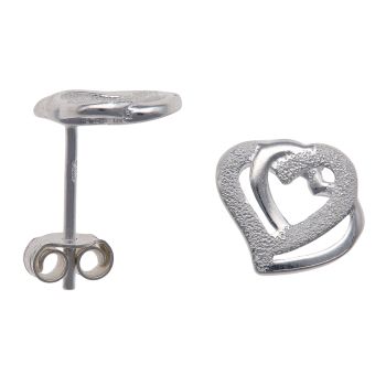 Silver Entwined Heart Stud Earrings By Icesia