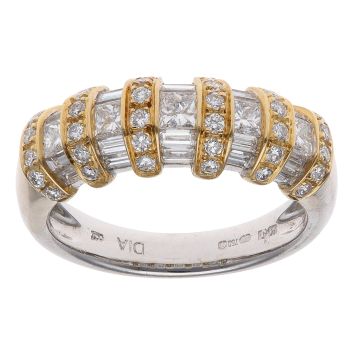 18ct Yellow and White Gold 1.20ct Brilliant, Princess and Baguette Cut Diamond Fancy Ring