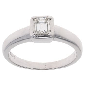 18ct White Gold 0.35ct Emerald Cut Diamond Solitaire Ring