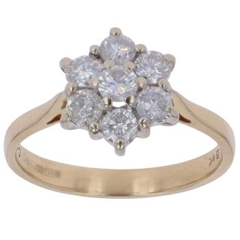 18ct Yellow Gold 1.00ct Brilliant Cut Diamond Cluster Ring