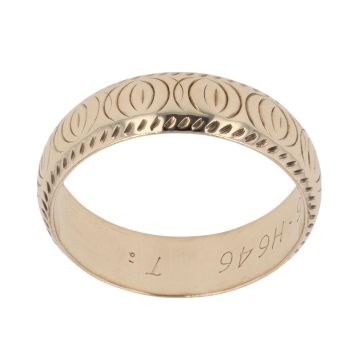 9ct Yellow Gold Patterned Wedding Band 6.1mm