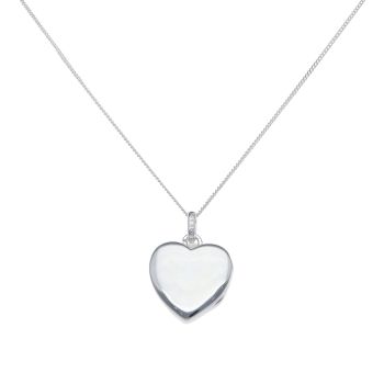 Silver Plain Heart Locket and Chain 18" By Icesia
