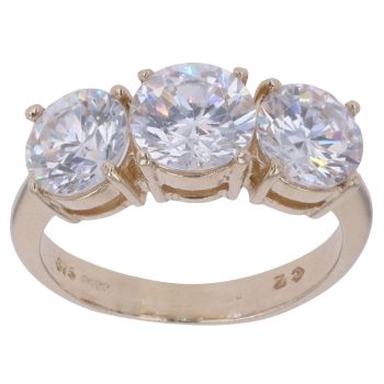 9ct Yellow Gold Cubic Zirconia Three Stone Ring