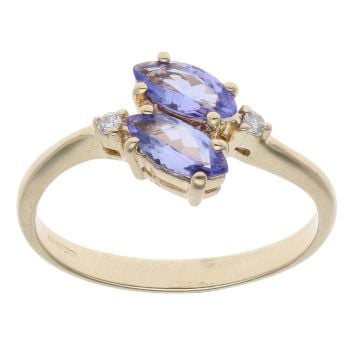 9ct Yellow Gold 0.05ct Diamond And Tanzanite Ring