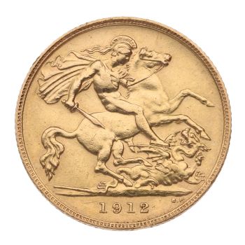 1912 George V Large Head UK Half Sovereign Coin