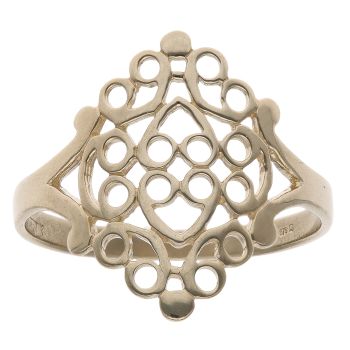 9ct Yellow Gold Patterned Filigree Fancy Ring