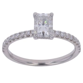 9ct White Gold Moissanite Solitaire Ring