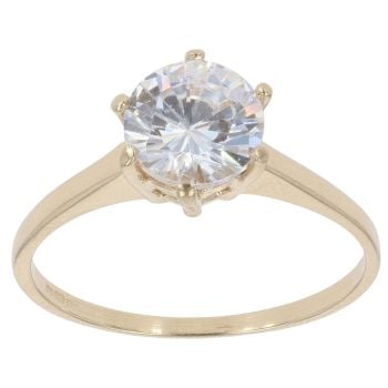 9ct Yellow Gold Cubic Zirconia Solitaire Ring