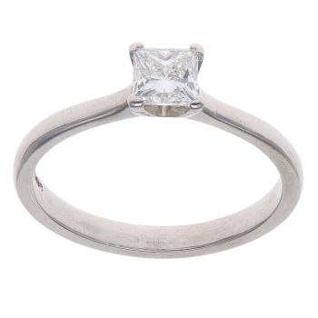 Platinum 0.50ct Princess Cut Diamond Solitaire Ring
