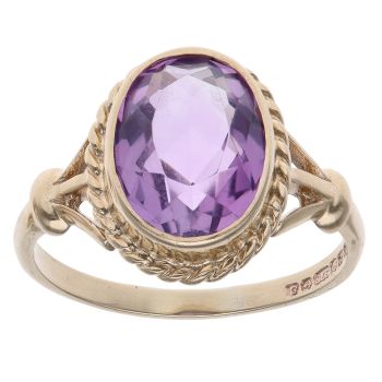 9ct Yellow Gold Amethyst Solitaire Ring