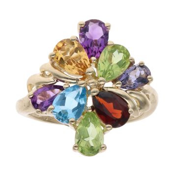 9ct Yellow Gold Multi Gemstone Fancy Ring