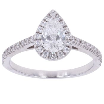 18ct White Gold 1.00ct Brilliant and Pear Cut Lab Grown Diamond Cluster Ring