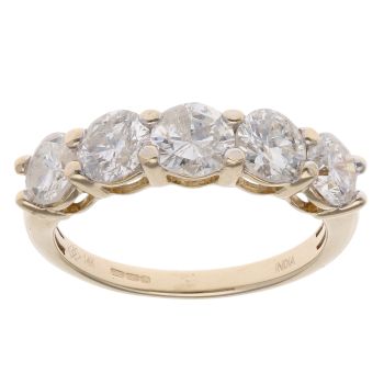14ct Yellow Gold 2.00ct Brilliant Cut Diamond Five Stone Ring