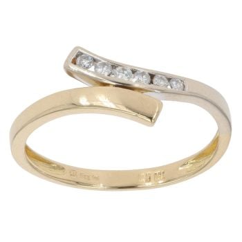 18ct Yellow And White Gold 0.05ct Diamond Crossover Ring
