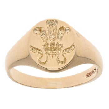 9ct Yellow Gold Welsh Feathers Signet Ring