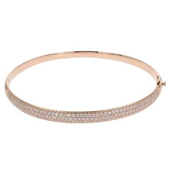 18ct Rose Gold 1.50ct Diamond Three Row Hinged Bangle