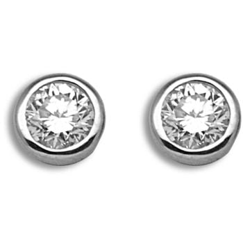 18 Carat White Gold 50pts Rubover Earrings