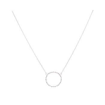 Sterling Silver Cubic Zirconia Circle Pendant and Chain 16" by Icesia