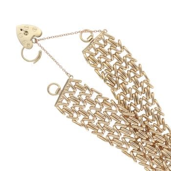 9ct Yellow Gold Gate Heart Clasp Bracelet 7.5"