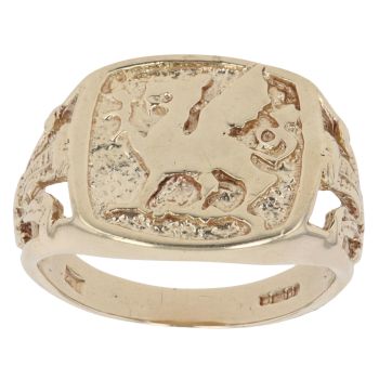 9ct Yellow Gold Welsh Dragon Signet Ring